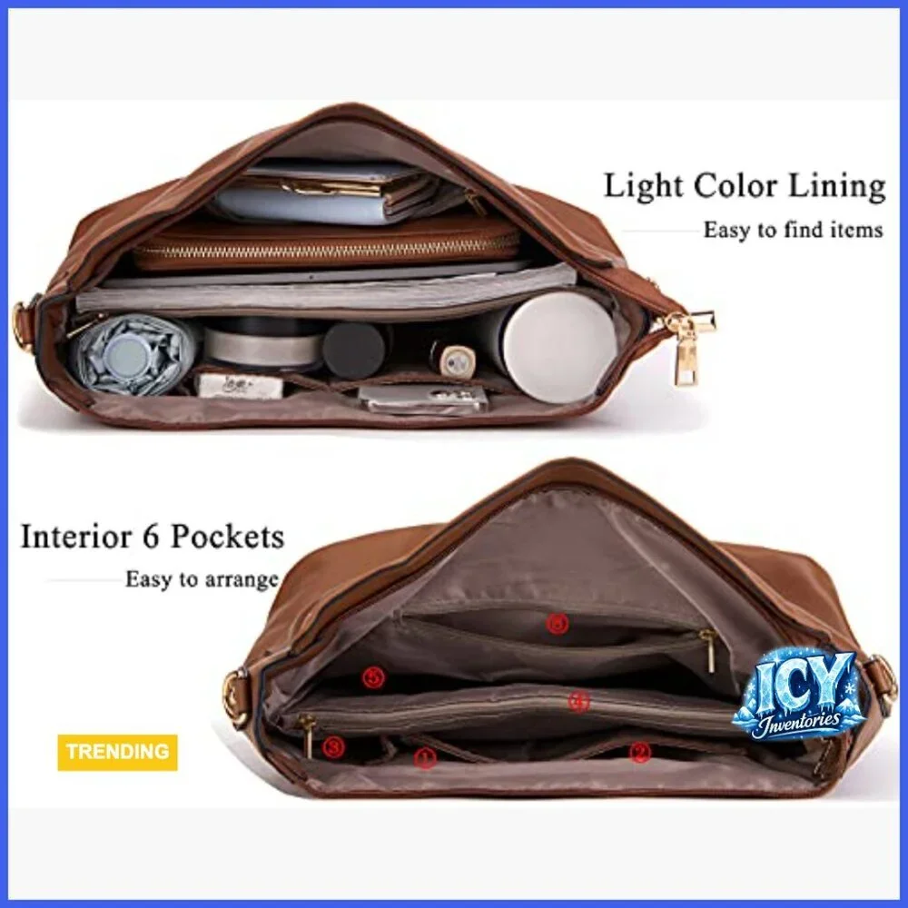Large Hobo Crossbody Bag Set with Wallet, Synthetic Leather
